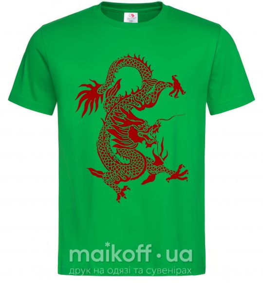 Мужская футболка Бордовый дракон Зеленый фото
