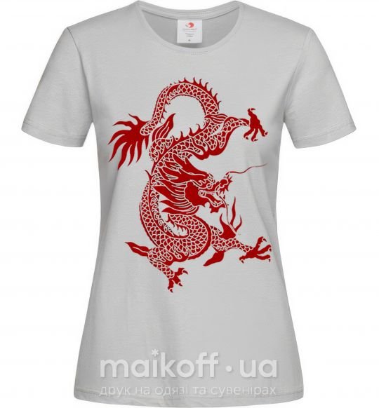 Женская футболка Бордовый дракон Серый фото