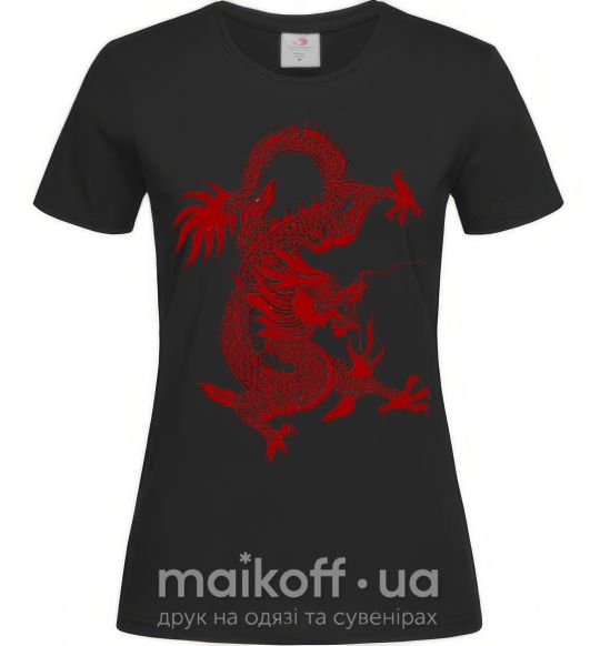 Жіноча футболка Бордовый дракон Чорний фото