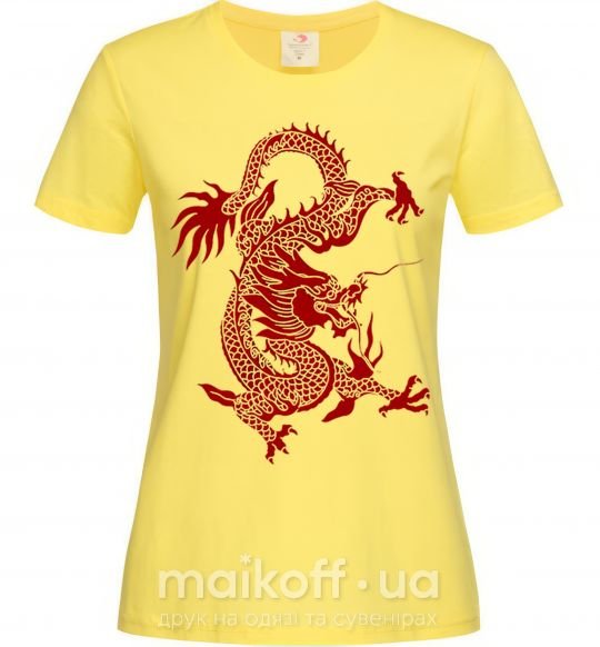 Женская футболка Бордовый дракон Лимонный фото