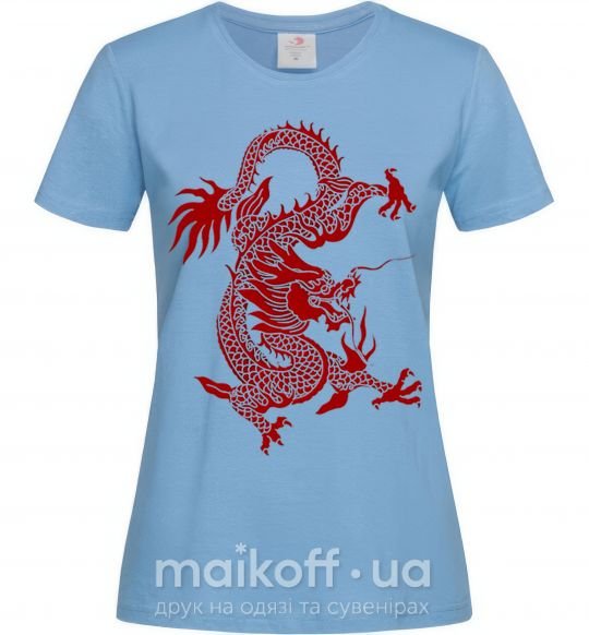Женская футболка Бордовый дракон Голубой фото