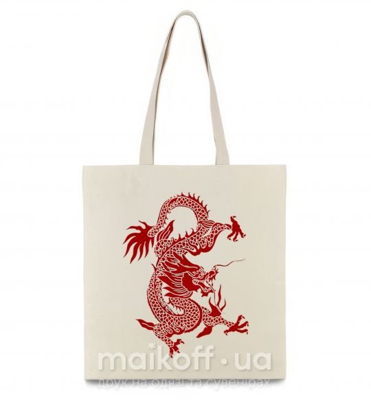 Эко-сумка Бордовый дракон Бежевый фото