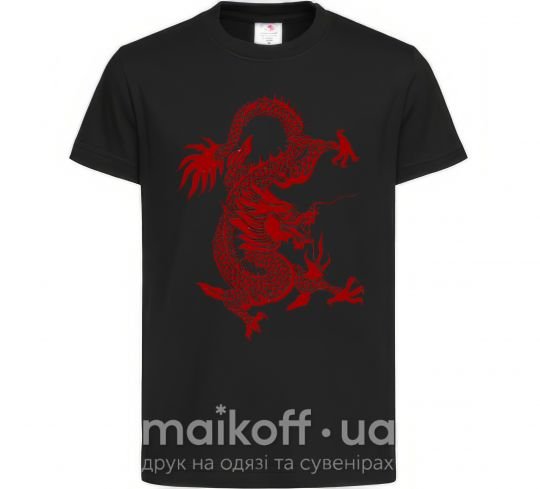 Детская футболка Бордовый дракон Черный фото