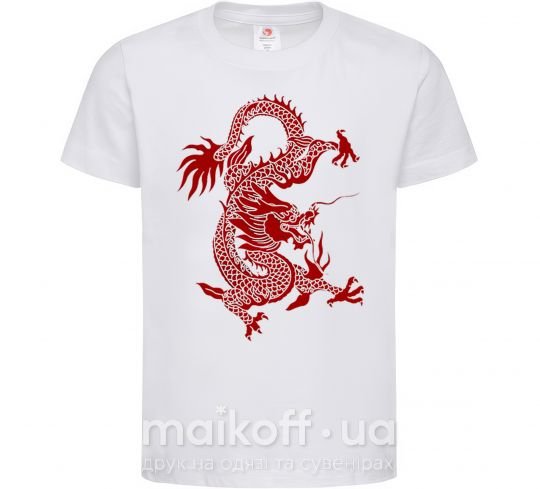Детская футболка Бордовый дракон Белый фото