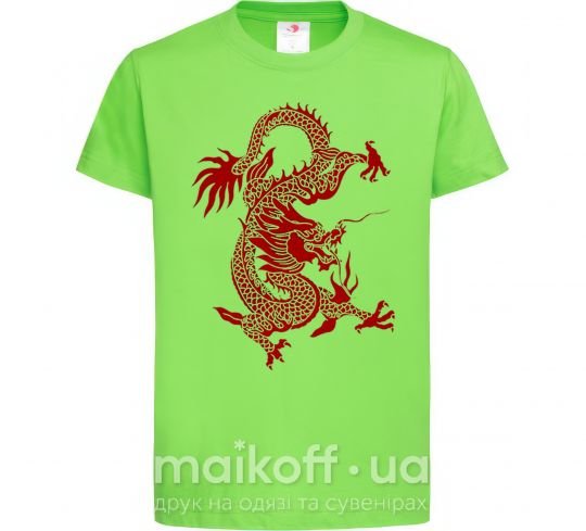 Дитяча футболка Бордовый дракон Лаймовий фото