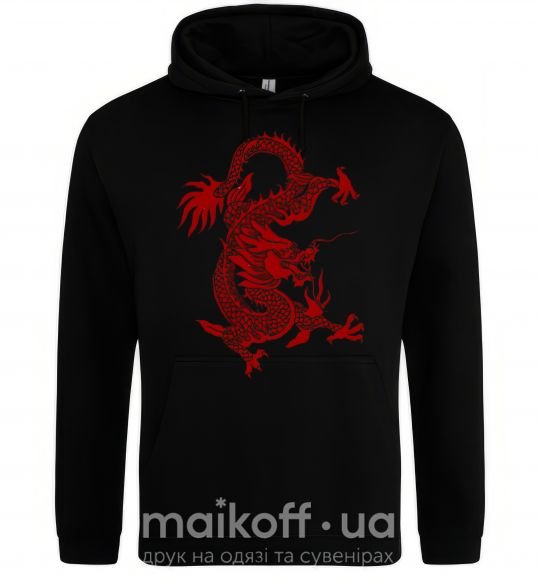 Чоловіча толстовка (худі) Бордовый дракон Чорний фото
