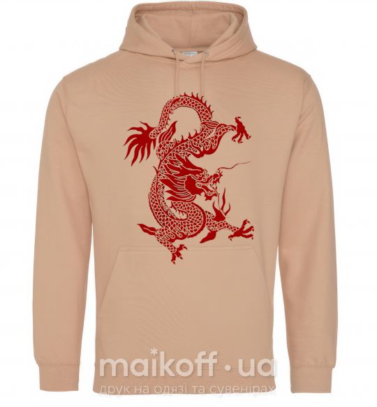 Мужская толстовка (худи) Бордовый дракон Песочный фото