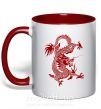 Чашка с цветной ручкой Бордовый дракон Красный фото