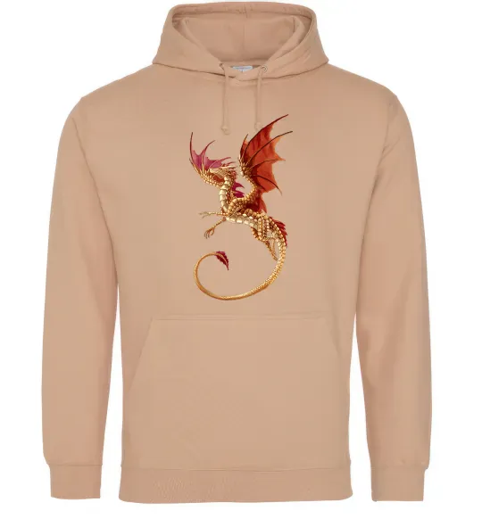 Мужская толстовка (худи) Дракон в польоті Песочный фото