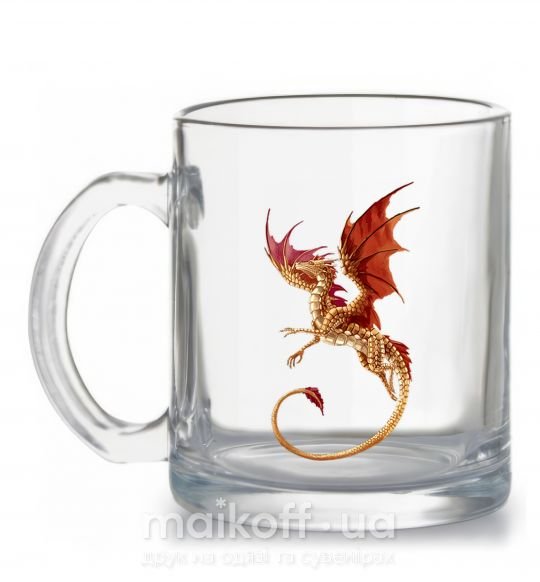 Чашка стеклянная Летящий дракон Прозрачный фото