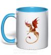 Чашка с цветной ручкой Летящий дракон Голубой фото