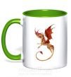 Чашка з кольоровою ручкою Летящий дракон Зелений фото