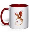 Чашка з кольоровою ручкою Летящий дракон Червоний фото