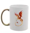 Чашка с цветной ручкой Дракон в польоті Золото фото