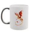 Чашка с цветной ручкой Дракон в польоті Серебро фото