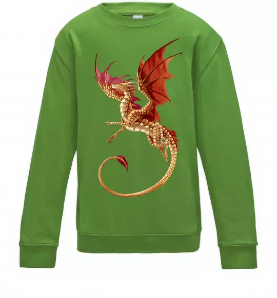 Детский Свитшот Дракон в польоті Лаймовый фото