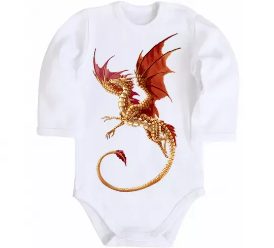 Дитячий бодік Дракон в польоті Білий фото