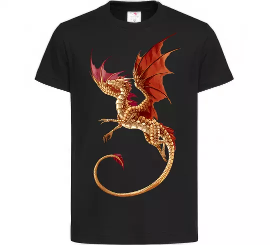 Детская футболка Дракон в польоті Черный фото