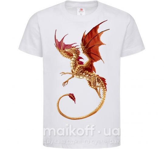 Детская футболка Летящий дракон Белый фото