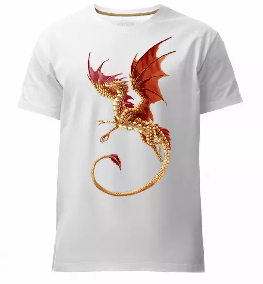 Мужская премиум футболка Дракон в польоті Белый фото