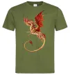 Мужская футболка Дракон в польоті Оливковый фото