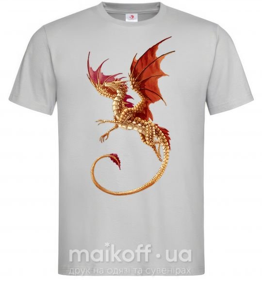 Мужская футболка Летящий дракон Серый фото