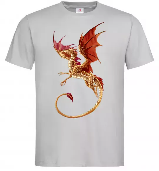 Мужская футболка Дракон в польоті Серый фото