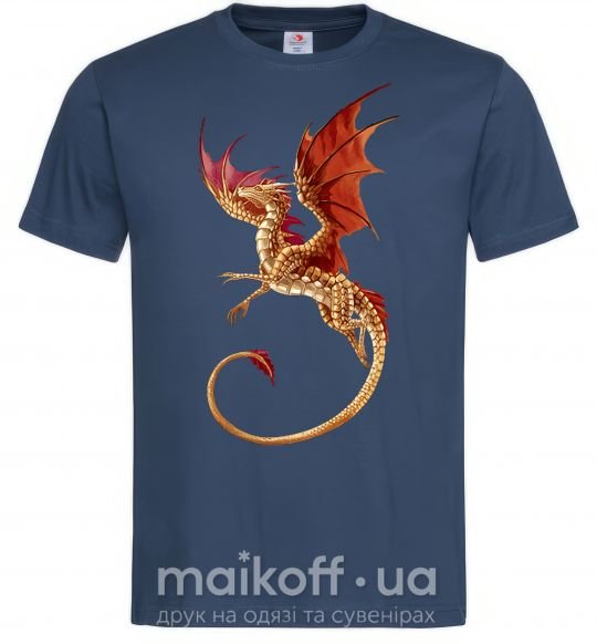 Мужская футболка Летящий дракон Темно-синий фото