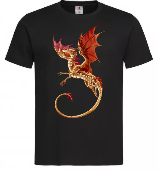 Мужская футболка Дракон в польоті Черный фото