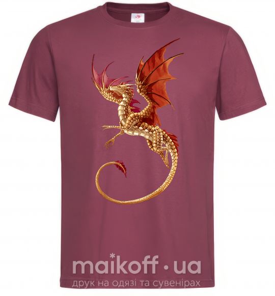 Мужская футболка Летящий дракон Бордовый фото