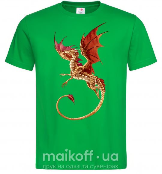 Мужская футболка Летящий дракон Зеленый фото