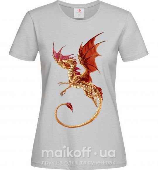 Женская футболка Летящий дракон Серый фото