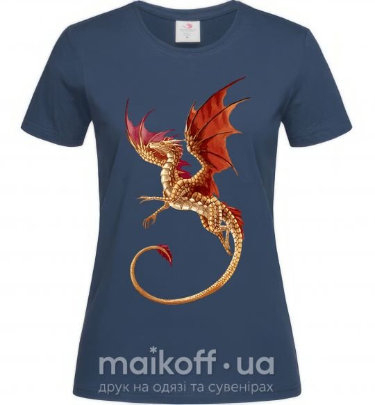 Женская футболка Летящий дракон Темно-синий фото