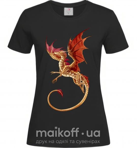 Жіноча футболка Летящий дракон Чорний фото