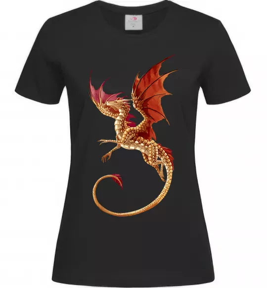 Женская футболка Дракон в польоті Черный фото