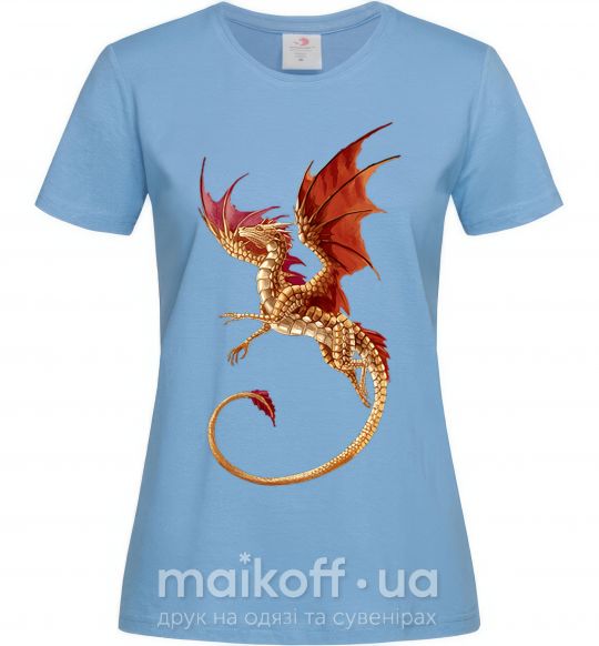 Женская футболка Летящий дракон Голубой фото