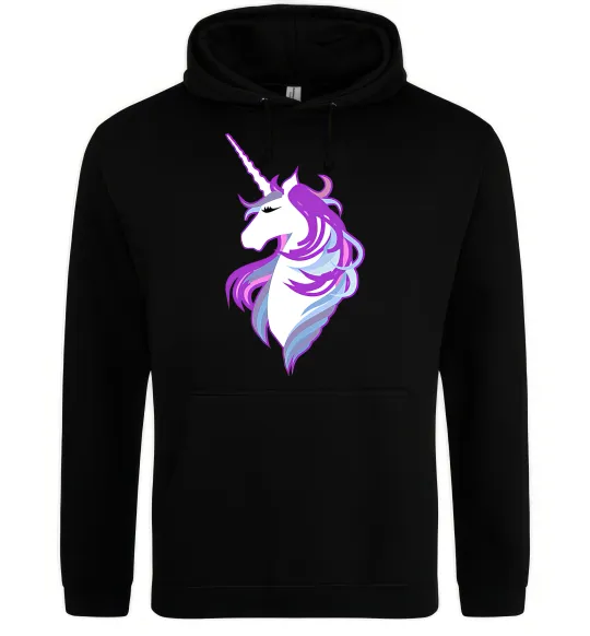 Чоловіча толстовка (худі) Violet unicorn Чорний фото