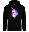 Чоловіча толстовка (худі) Violet unicorn Чорний фото