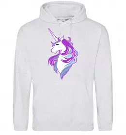 Мужская толстовка (худи) Violet unicorn Серый меланж фото