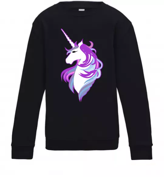 Детский Свитшот Violet unicorn Черный фото