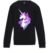 Детский Свитшот Violet unicorn Черный фото