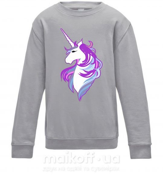 Детский Свитшот Violet unicorn Серый меланж фото