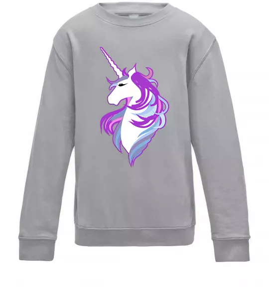 Детский Свитшот Violet unicorn Серый меланж фото