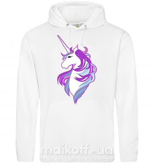 Мужская толстовка (худи) Violet unicorn Белый фото