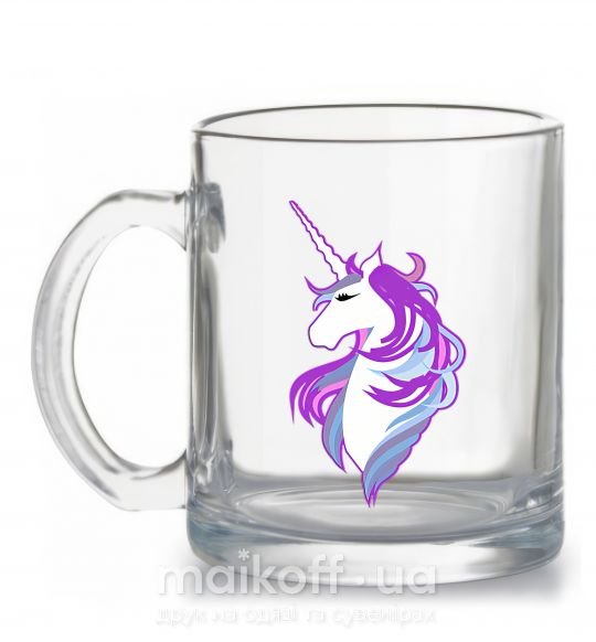Чашка скляна Violet unicorn Прозорий фото