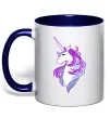 Чашка с цветной ручкой Violet unicorn Глубокий темно-синий фото