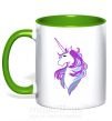 Чашка з кольоровою ручкою Violet unicorn Зелений фото
