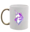 Чашка с цветной ручкой Violet unicorn Золото фото