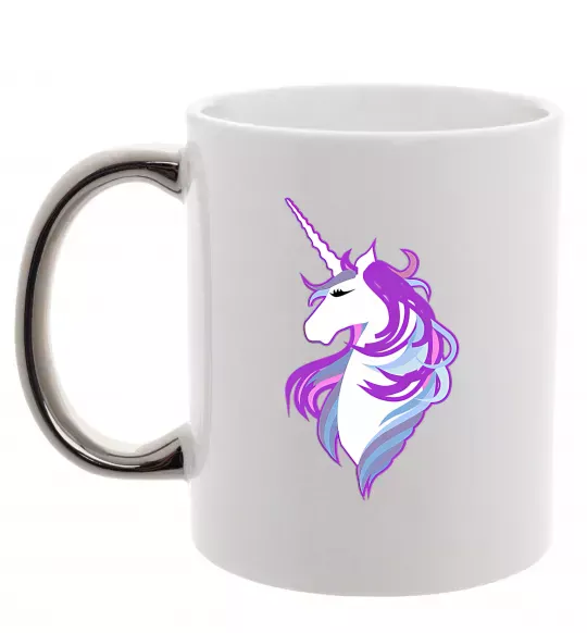 Чашка с цветной ручкой Violet unicorn Серебро фото
