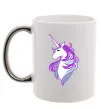 Чашка с цветной ручкой Violet unicorn Серебро фото